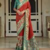 Magnificent Red and Green Colored Designer Saree