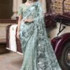 Pretty Sea Green Colored Designer Saree