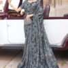 Stunning Grey Colored Designer Saree
