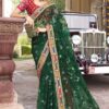 Irresistible Green and Multi-Colored Designer Saree