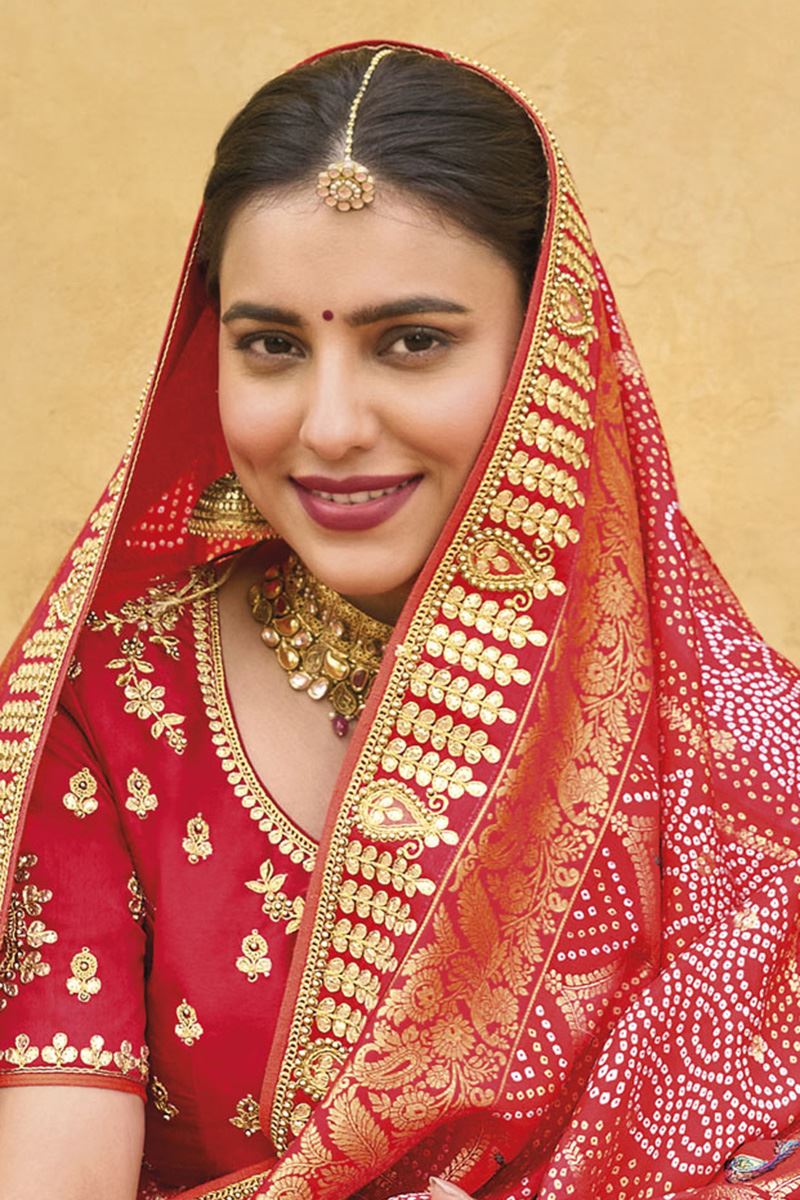 Pretty Red Colored Designer Saree