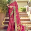 Divine Pink and Green Colored Designer Saree