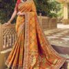 Aesthetic Orange and Red Colored Designer Saree