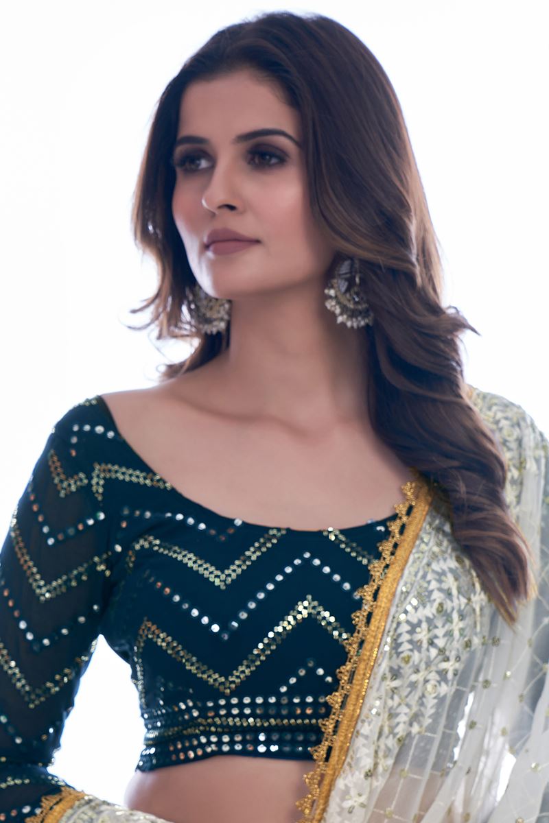 Marvelous Navy Blue Colored Designer Lehenga Choli