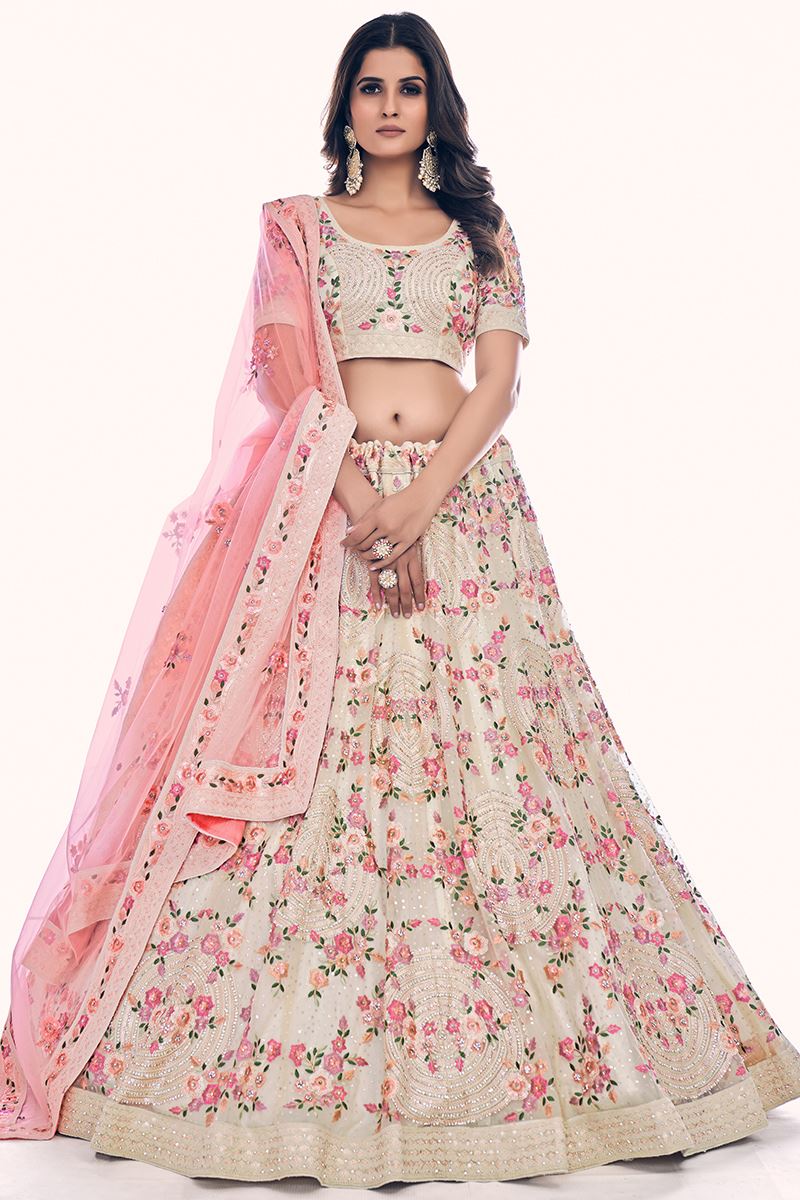 Ethnic White Colored Designer Lehenga Choli