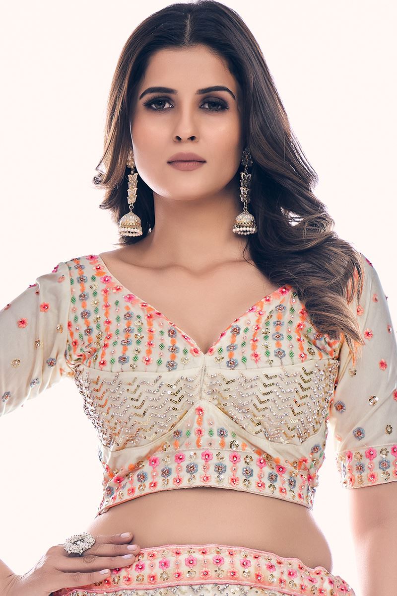 Fascinating White Colored Designer Lehenga Choli