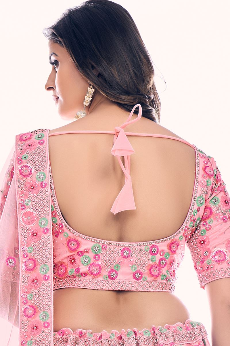 Smashing Peach Colored Designer Lehenga Choli