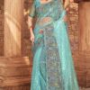 Flamboyant Sky Blue Colored Designer Silk Saree