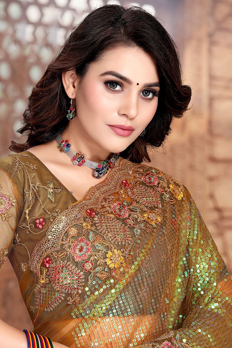 Amazing Mehendi Green Colored Designer Silk Saree