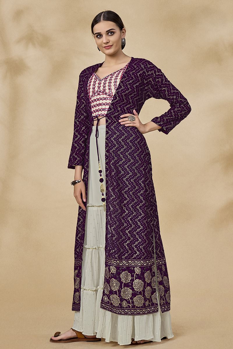 Enticing Purple Colored Designer Suit