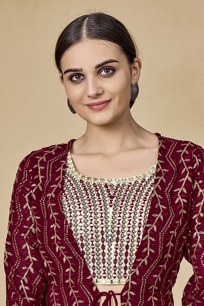 Attractive Maroon Colored Designer Suit