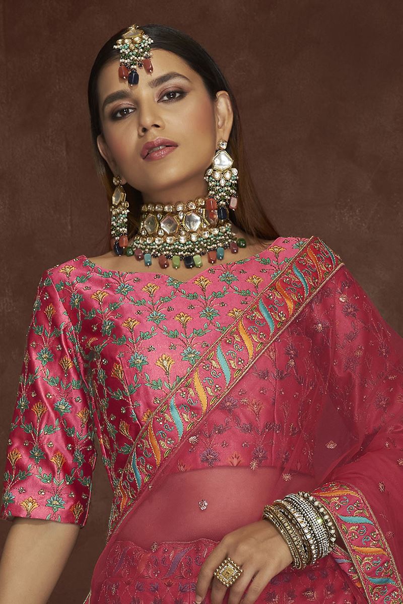 Smashing Pink Colored Designer Lehenga Choli