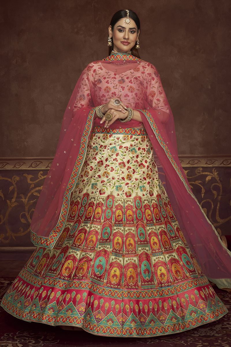 Charismatic Beige Colored Designer Lehenga Choli