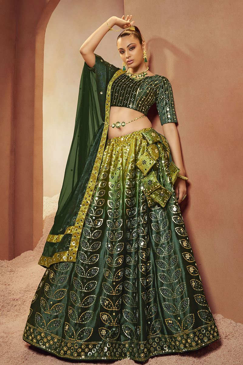 Magnificent Green Colored Designer Lehenga Choli
