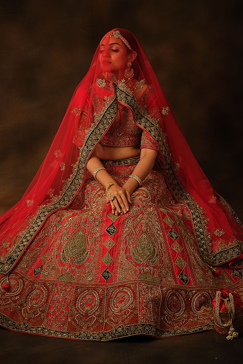 Exuberant Red Colored Bridal Lehenga Choli