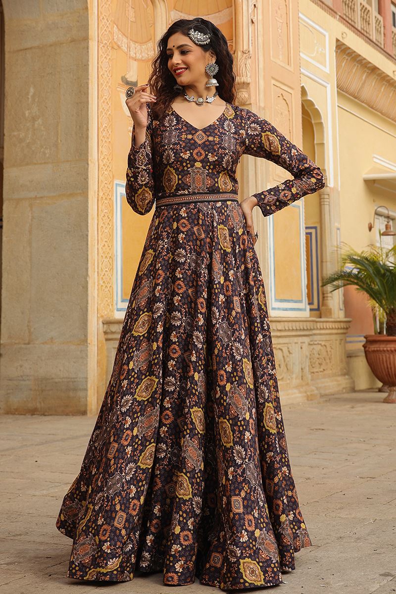 Awesome Dark Brown Colored Designer Gown