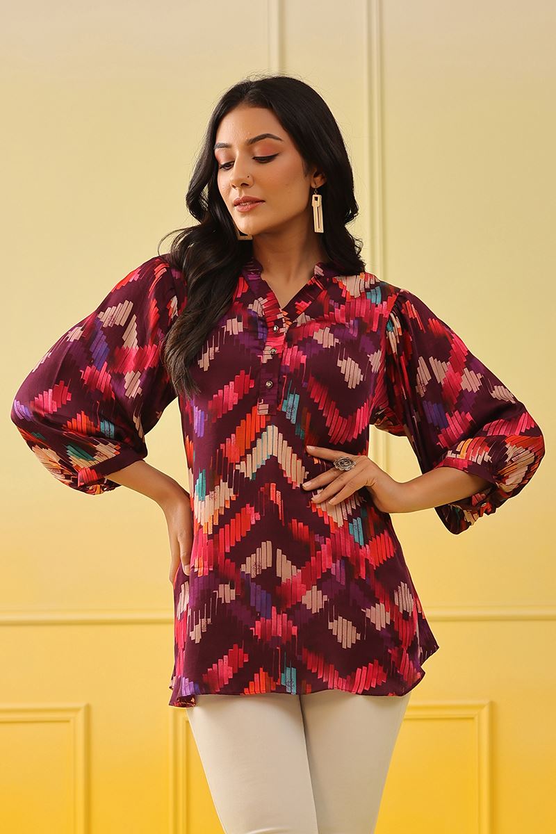 Stylish Wine Colored Designer Short Top