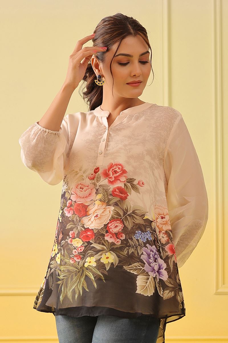 Dazzling Light Peach Colored Designer Short Top