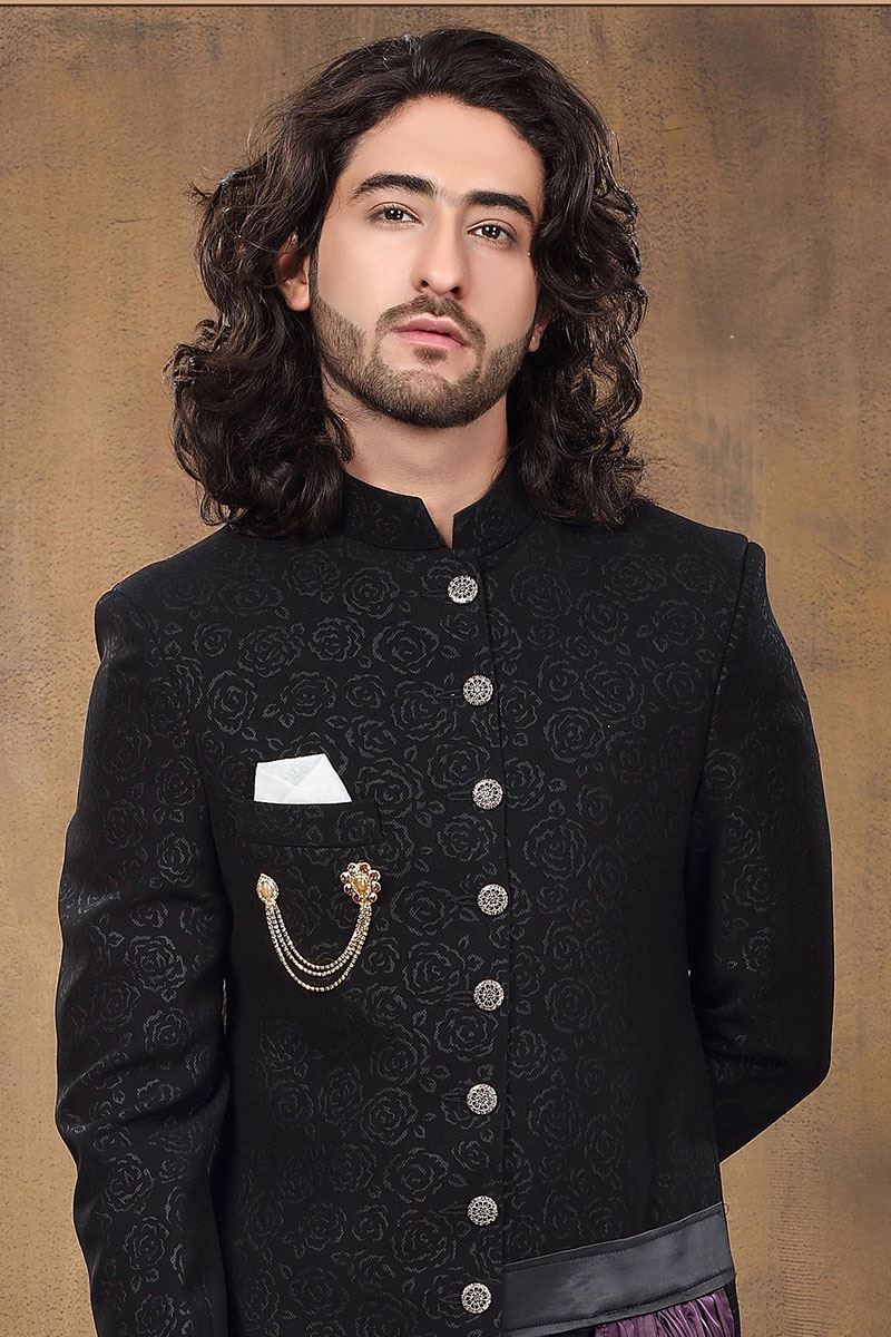 Delightful Black Colored Designer Sherwani