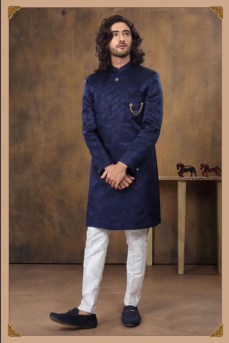 Charming Blue Colored Designer Sherwani