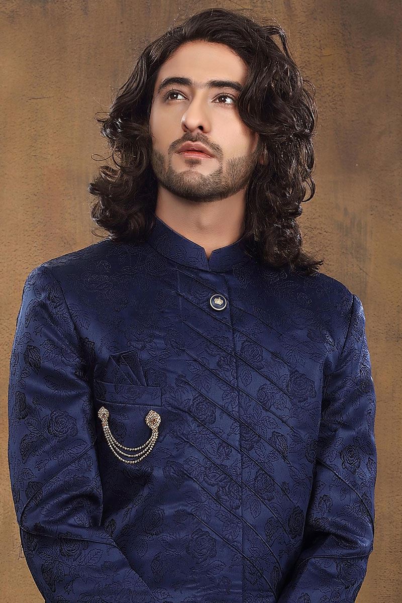 Charming Blue Colored Designer Sherwani