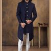 Majestic Navy Blue Colored Designer Sherwani