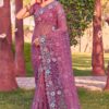 Beautiful Dusty Gajari Colored Designer Saree