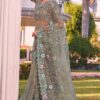 Artistic Dusty Pista Green Colored Designer Saree