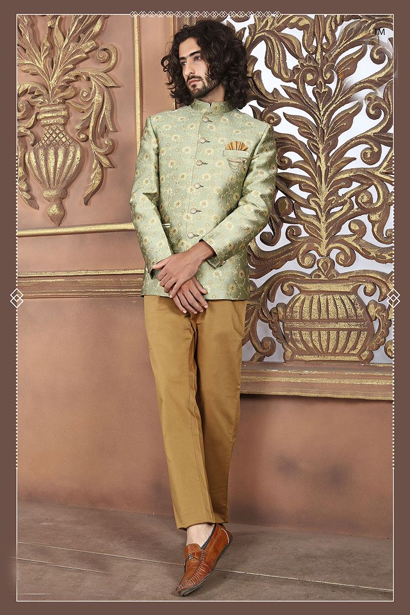 Fancy Pista Green Colored Designer Jodhpuri