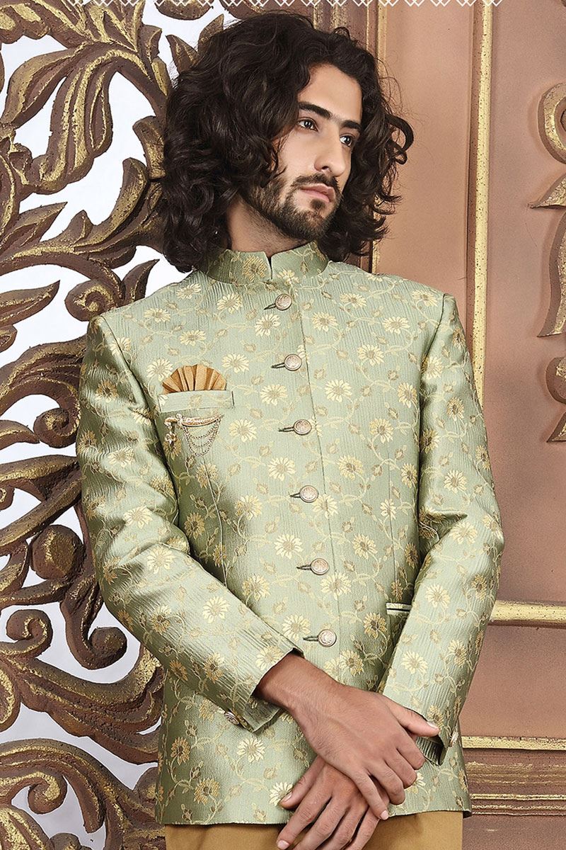 Fancy Pista Green Colored Designer Jodhpuri