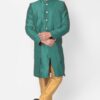 Exquisite Rama Green Colored Designer Indo-Western Sherwani