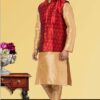 Marvelous Golden and Red Colored Designer Kurta Set