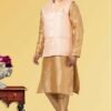 Classy Golden and Peach Colored Designer Kurta Set