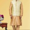 Exuberant Golden and Pista Green Colored Designer Kurta Set
