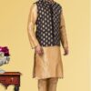 Artistic Golden and Black Colored Designer Kurta Set