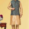 Delightful Golden and Teal Colored Designer Kurta Set
