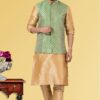 Impressive Golden and Mint Green Colored Designer Kurta Set