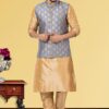 Awesome Golden and Lavender Colored Designer Kurta Set