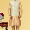 Amazing Golden and Pista Green Colored Designer Kurta Set