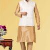 Vibrant Golden and White Colored Designer Kurta Set