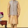 Royal Golden and Grey Colored Designer Kurta Set