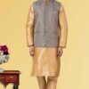 Splendid Golden and Grey Colored Designer Kurta Set