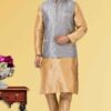 Charismatic Golden and Grey Colored Designer Kurta Set