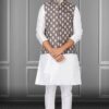 Fancy White and Brown Colored Designer Kurta Set
