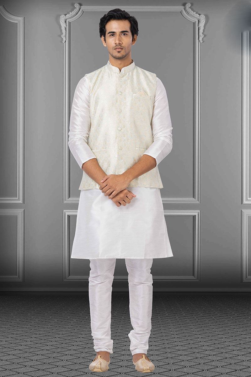 Magnificent White Colored Designer Kurta Set