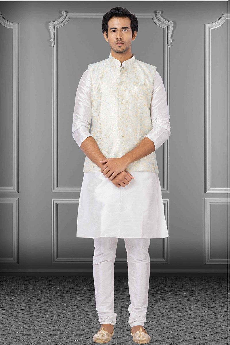 Majestic White Colored Designer Kurta Set