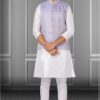 Classy White and Lavender Colored Designer Kurta Set