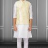 Charming White and Yellow Colored Designer Kurta Set