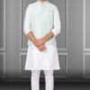 Aesthetic White and Mint Green Colored Designer Kurta Set