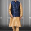 Artistic Golden and Navy Blue Colored Designer Kurta Set